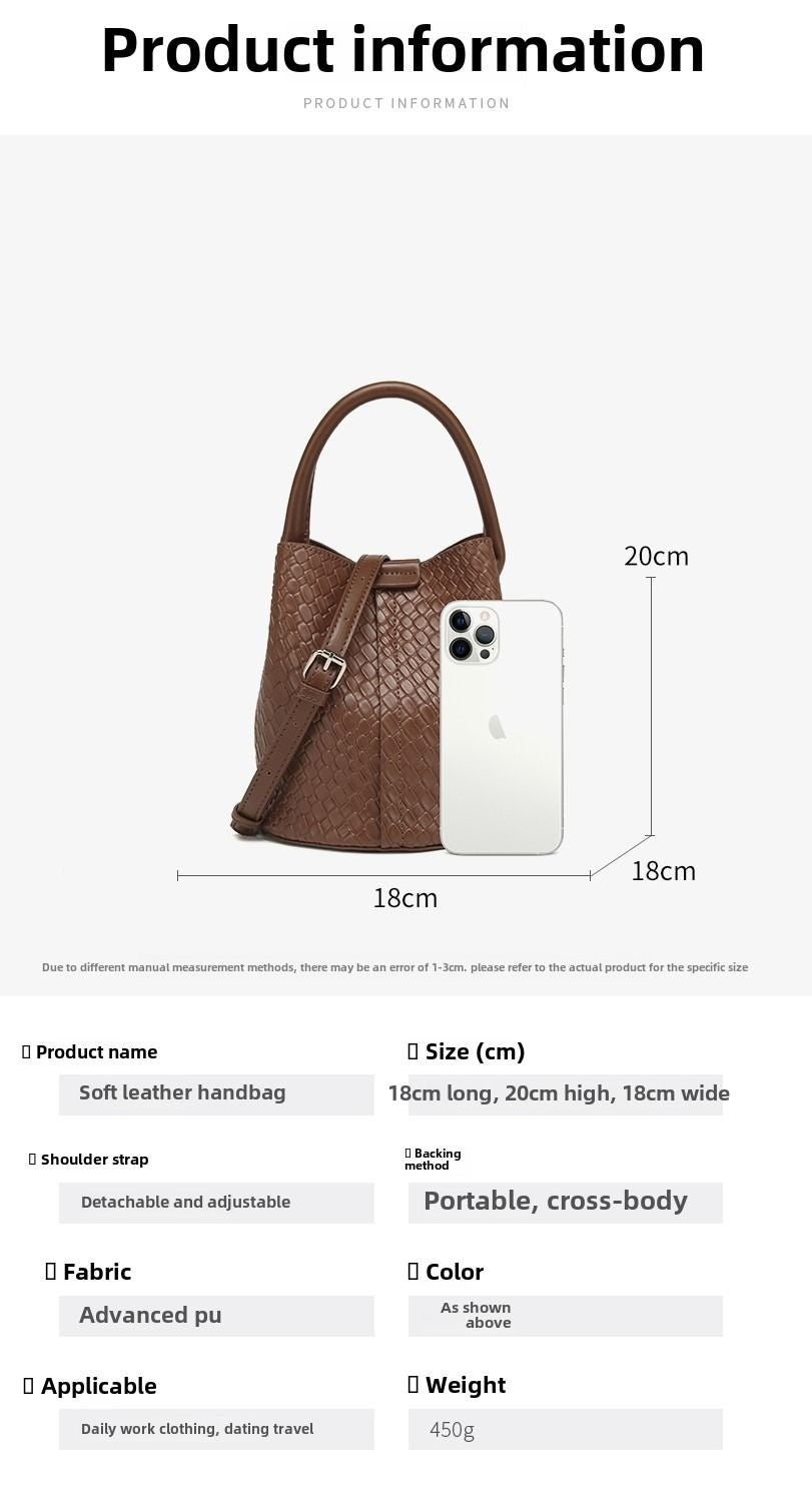 Simple niche woven pattern handbag bucket bag women's bag tide 2025 new senior sense shoulder bag crossbody bag