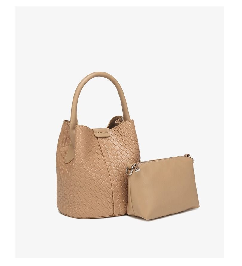 Simple niche woven pattern handbag bucket bag women's bag tide 2025 new senior sense shoulder bag crossbody bag