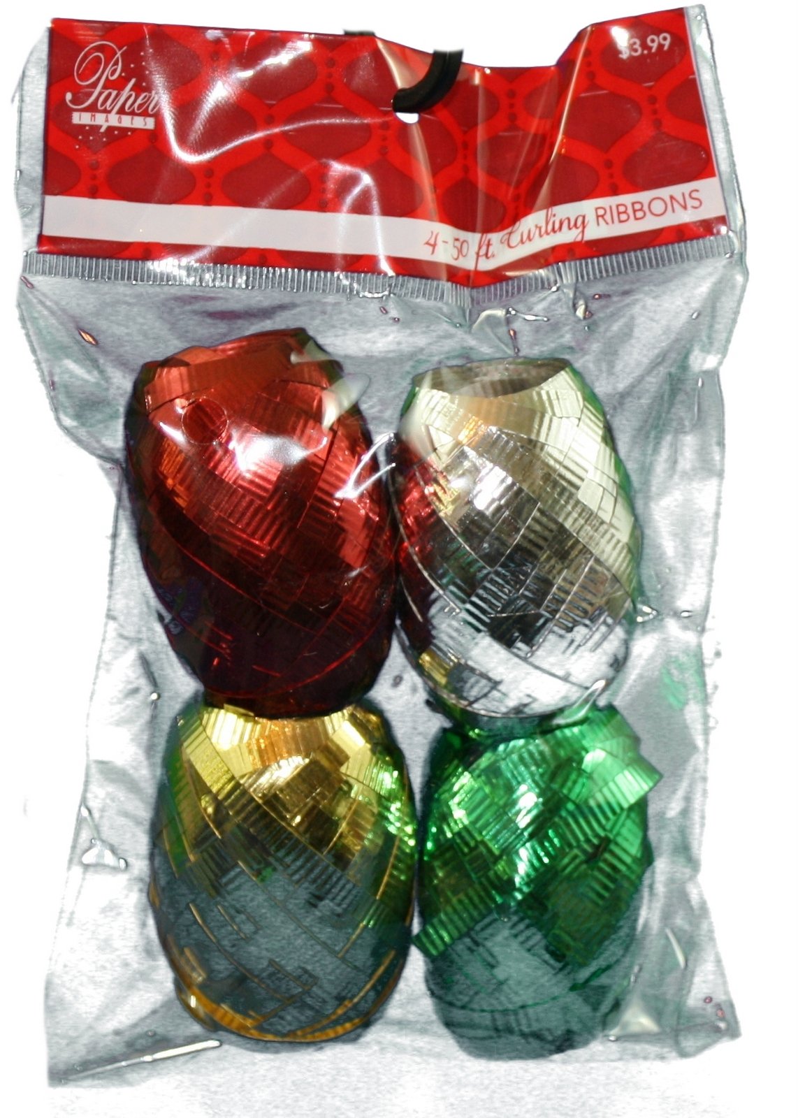 Curling Ribbon Eggs 4Pk - Blue(3)/Wht