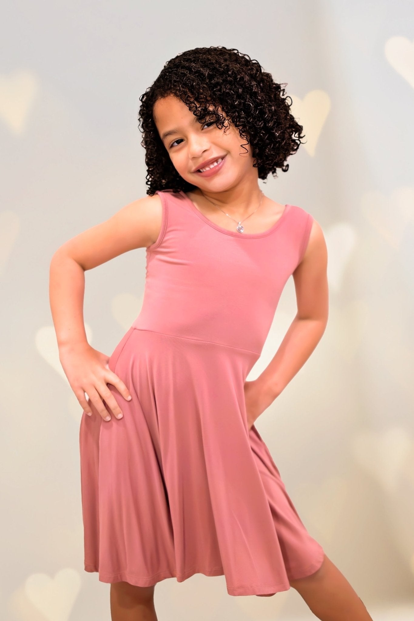 Sleeveless Twirl Dress in Romantic Rose