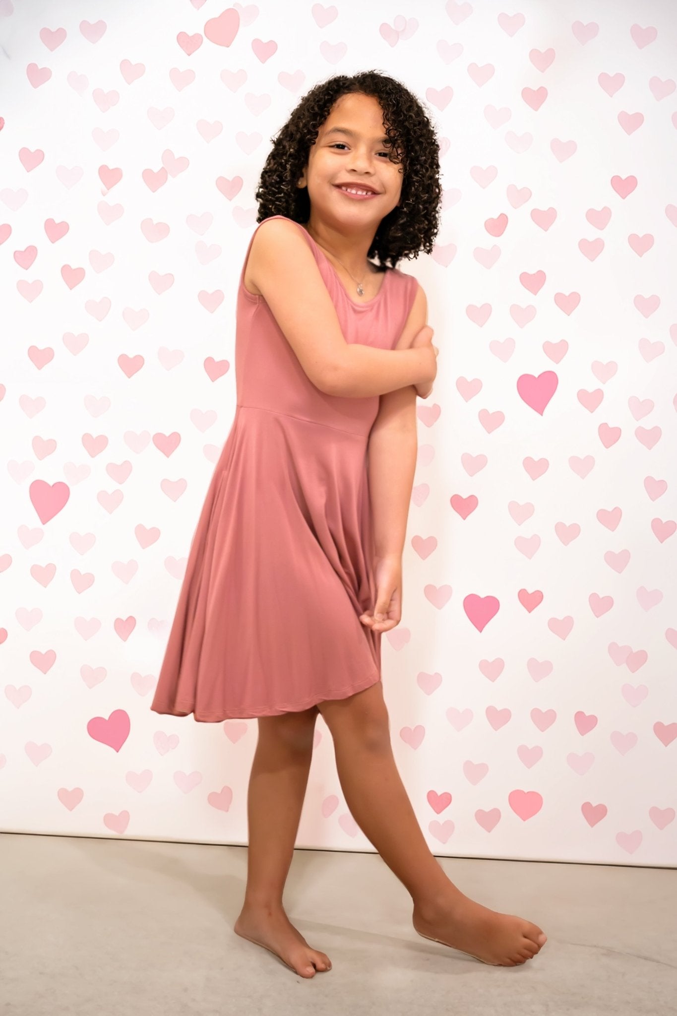 Sleeveless Twirl Dress in Romantic Rose