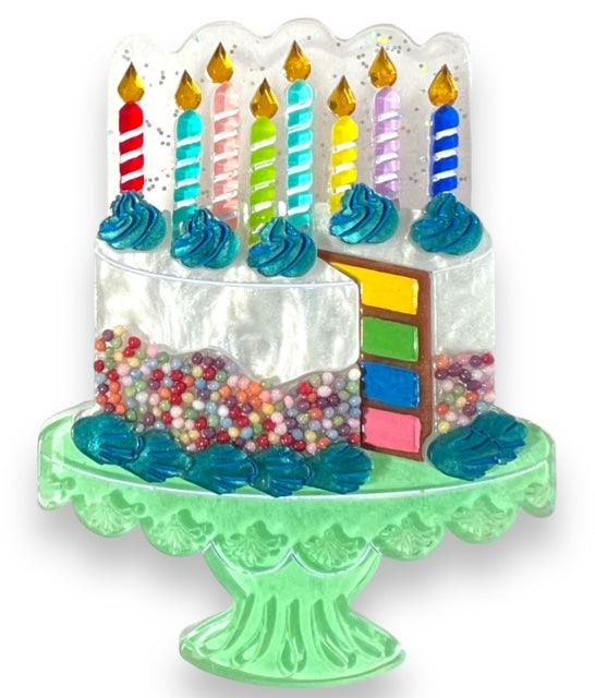 "Slice, Slice Baby" Birthday Cake Brooch by Lipstick & Chrome x Club Eggie