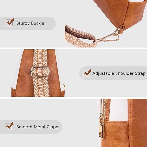 Small Sling Bag for Women Crossbody Bags for Women Trendy Leather Chest Waist Bag Mini Fanny Packs Cross Body Purse for Travel (Style B Off White)