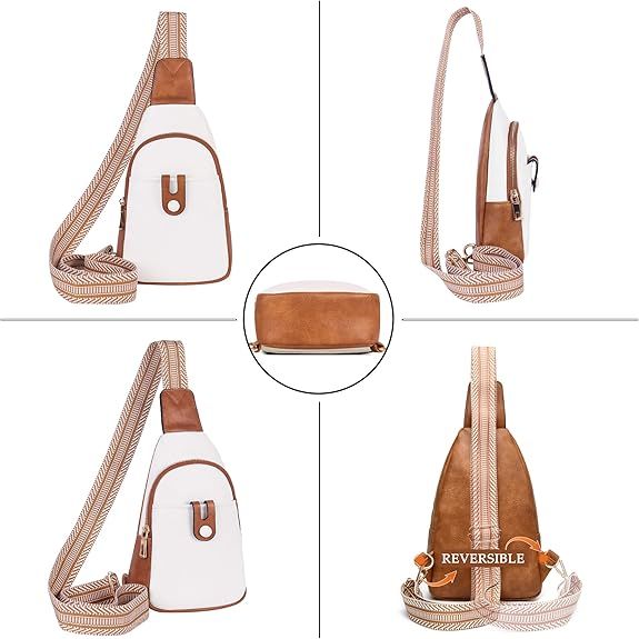 Small Sling Bag for Women Crossbody Bags for Women Trendy Leather Chest Waist Bag Mini Fanny Packs Cross Body Purse for Travel (Style B Off White)