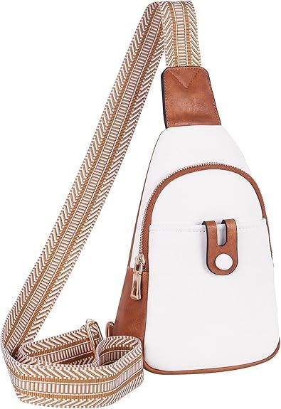 Small Sling Bag for Women Crossbody Bags for Women Trendy Leather Chest Waist Bag Mini Fanny Packs Cross Body Purse for Travel (Style B Off White)