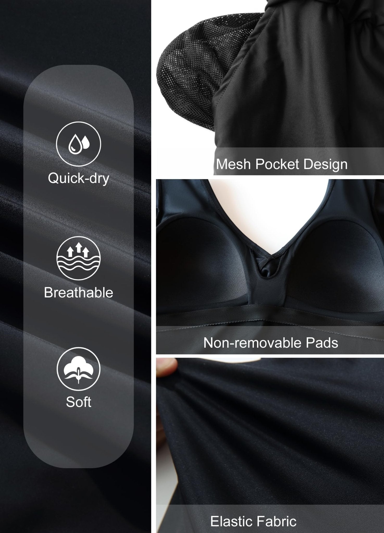 Smismivo Swim Romper with Built in Bra and Pockets Swim Dress Modest One Piece Swimsuit Full Coverage Bathing Suit