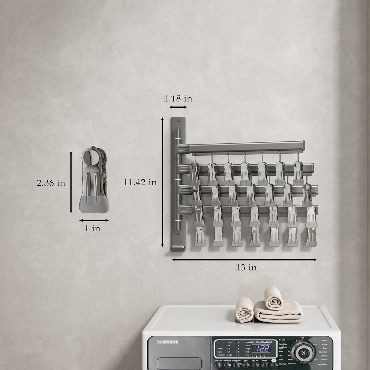 Sock Drying Rack Wall Mounted Rotate Drying Hangers with 28 Clips Laundry Rack for Bra Gloves Hat Baby Cloth Underwear