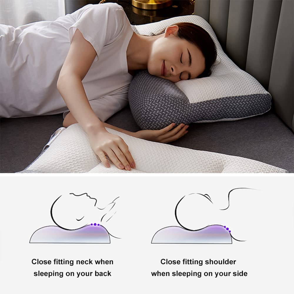 Sohobloo Neck Pillow,Super Ergonomic Pillow - Protect Your Neck and Spine,Ergonomic Pillows for Sleeping Neck,Ergonomic Pillows for Sleeping,Neck Support Pillows for Sleeping (15.7''*23.6''-Gray)