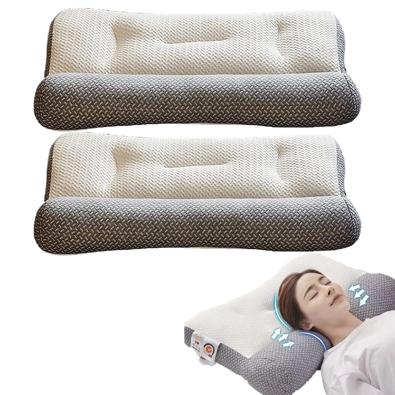 Sohobloo Neck Pillow,Super Ergonomic Pillow - Protect Your Neck and Spine,Ergonomic Pillows for Sleeping Neck,Ergonomic Pillows for Sleeping,Neck Support Pillows for Sleeping (15.7''*23.6''-Gray)