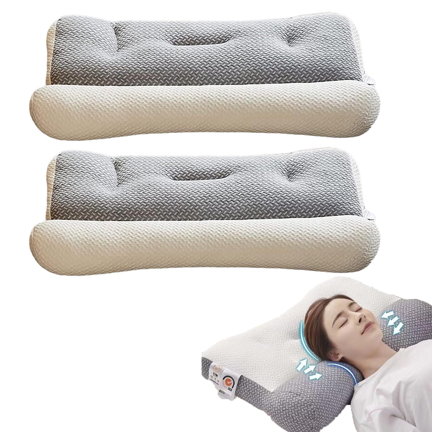 Sohobloo Neck Pillow,Super Ergonomic Pillow - Protect Your Neck and Spine,Ergonomic Pillows for Sleeping Neck,Ergonomic Pillows for Sleeping,Neck Support Pillows for Sleeping (15.7''*23.6''-Gray)