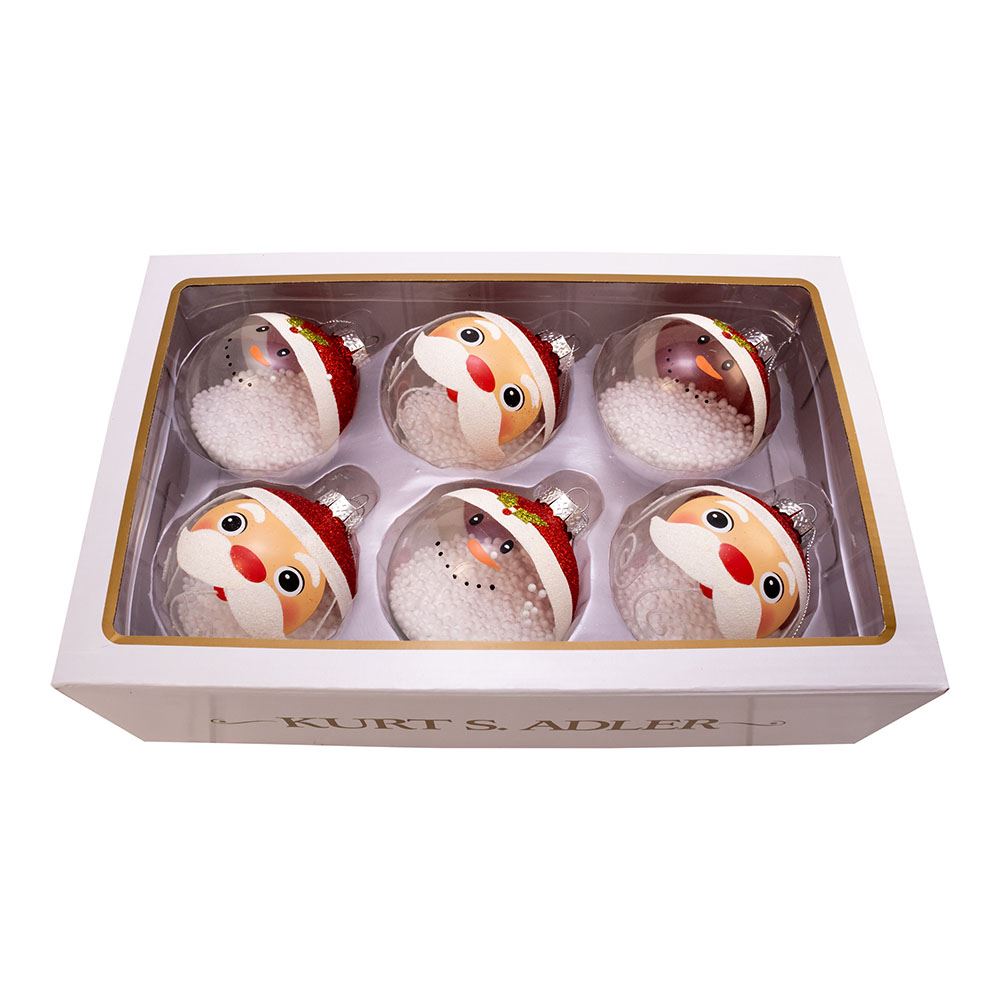 Painted Glass 80mm Ball ornament 6 piece Set
