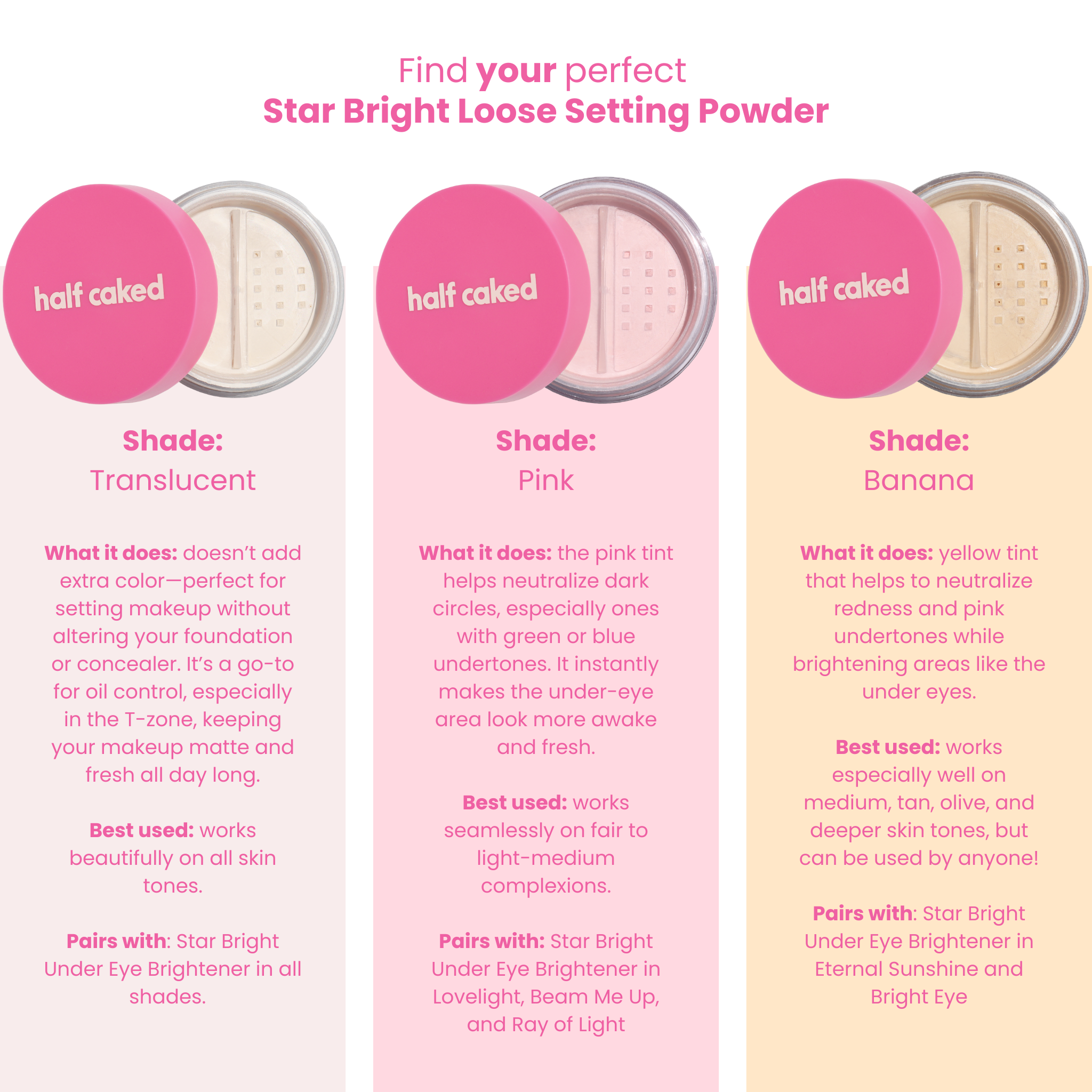 Star Bright Loose Setting Powder, Banana by Half Caked