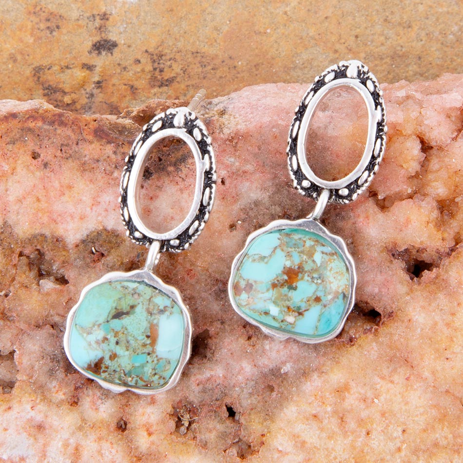 Sterling Silver Blue Turquoise Drop Earrings