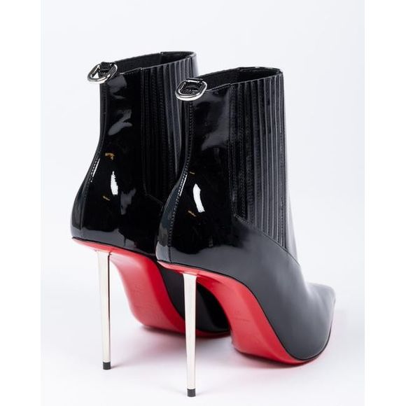 Christian Louboutin Women Black Patent Leather 100 Epic Boots/Booties