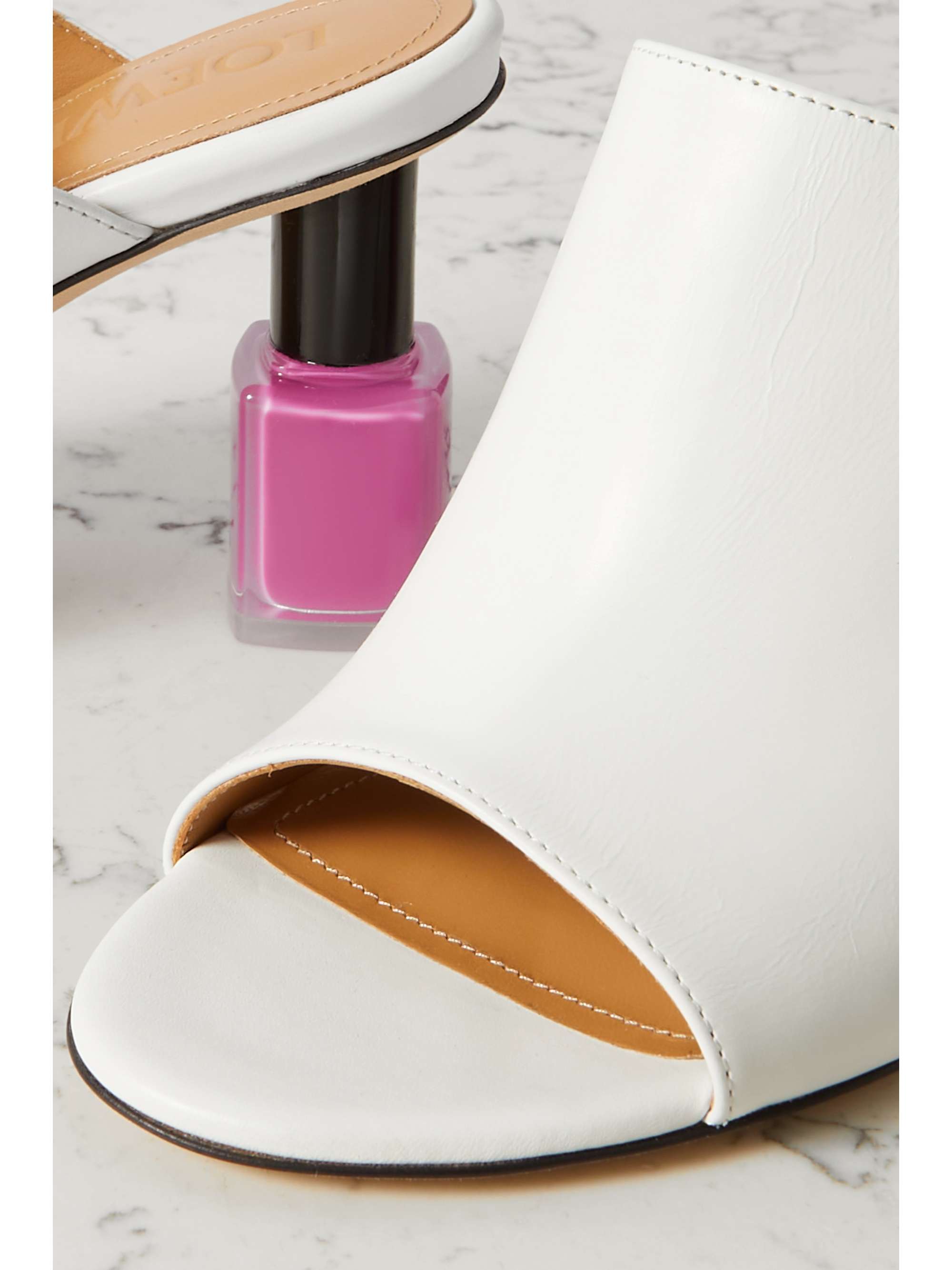 Loewe Women White Leather Nail Polish Mules