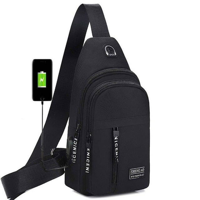 Strap Bag Crossbody Backpack with USB Hole Strap Backpack Trave Hiking Backpack Multipurpose Crossbody Chest Bags