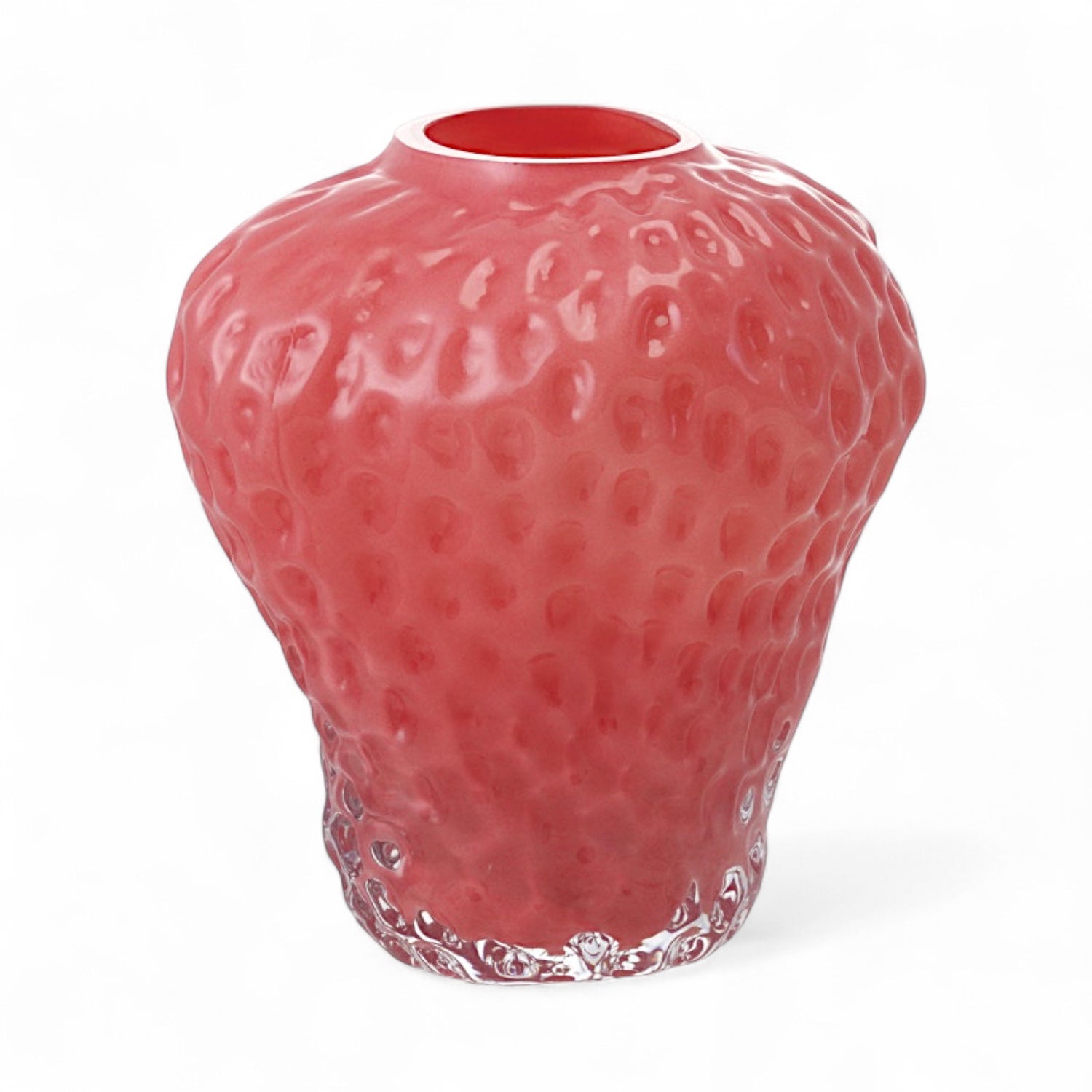Opaque Pink Strawberry Shaped Glass Vase