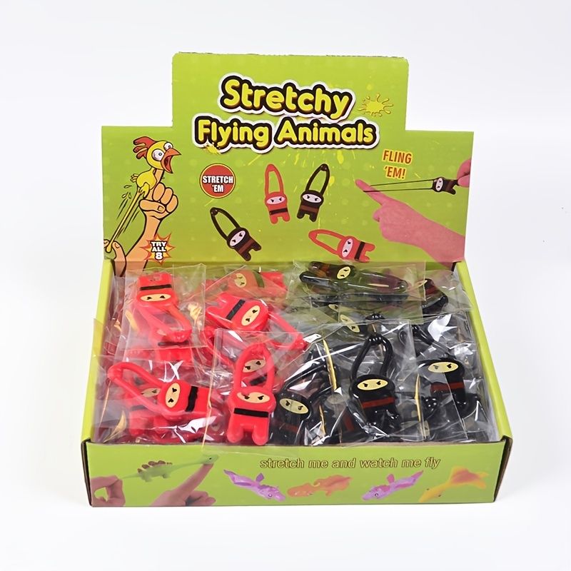 Stretchy Flying Ninjas Elastic Slingshot Toys For Boys & Girls; Great Birthday Gift & Party Favors Idea Eco-Friendly BPA-Free Materials