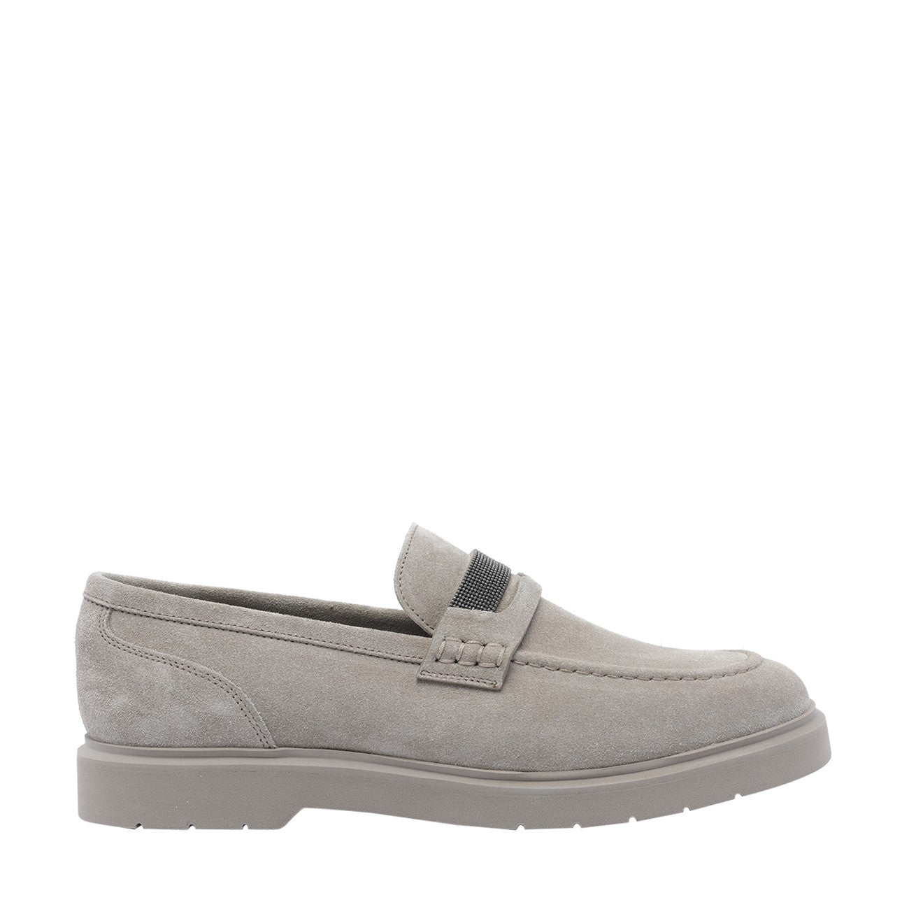 Brunello Cucinelli Women Suede Penny Loafers With Monile