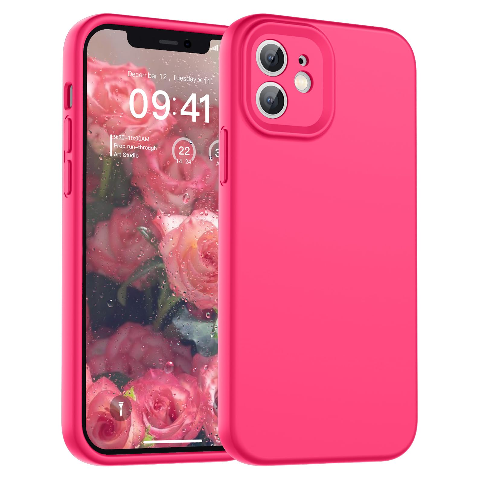 SUPFINE Designed for iPhone 12 Case,Premium Liquid Silicone with [Soft Anti-Scratch Microfiber Lining][Upgraded Camera Protection] Slim Shockproof Protective Phone Case for Men Women Girls,Black