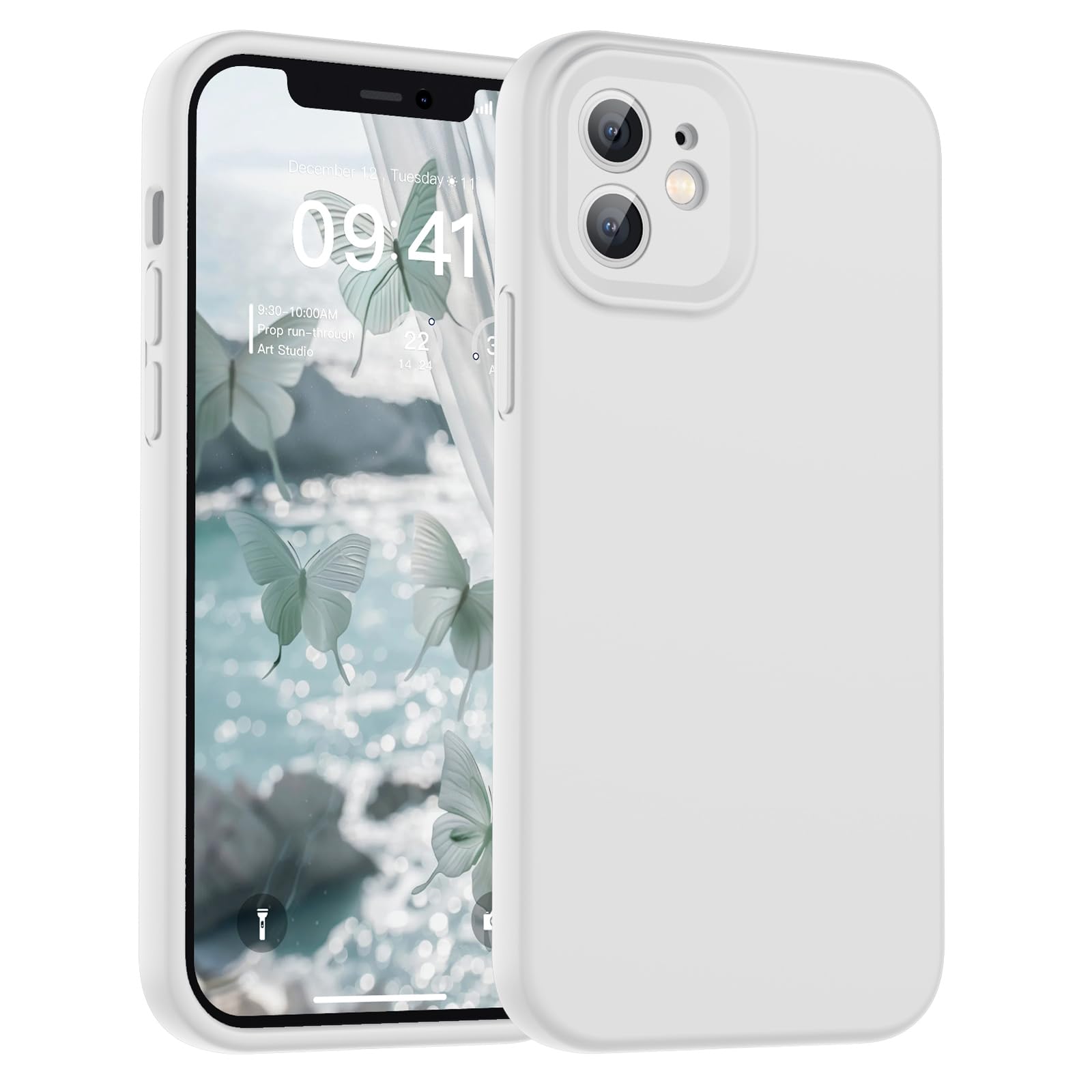 SUPFINE Designed for iPhone 12 Case,Premium Liquid Silicone with [Soft Anti-Scratch Microfiber Lining][Upgraded Camera Protection] Slim Shockproof Protective Phone Case for Men Women Girls,Black