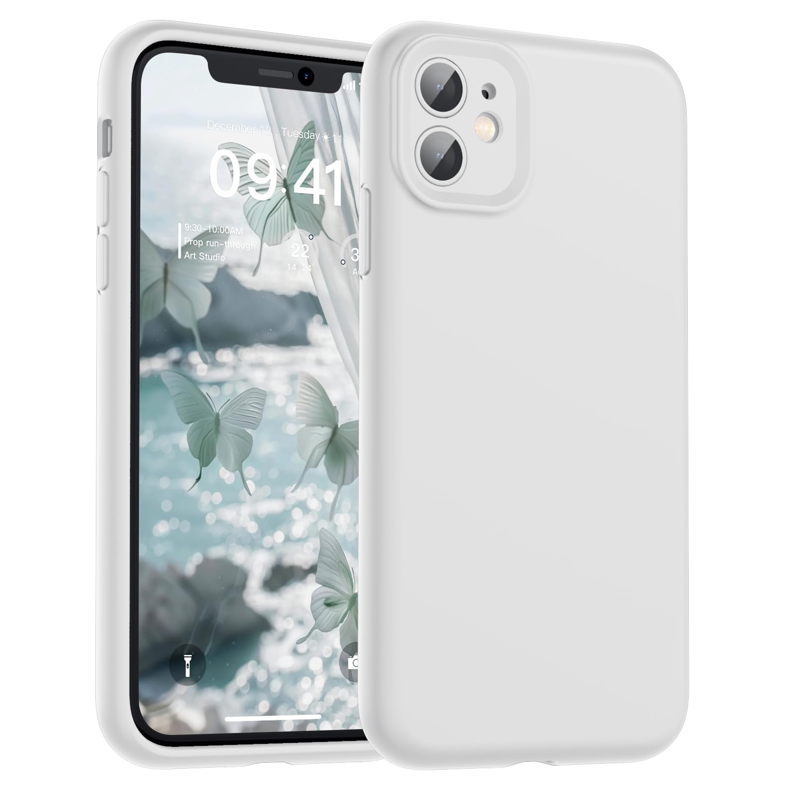 SUPFINE Designed for iPhone 12 Case,Premium Liquid Silicone with [Soft Anti-Scratch Microfiber Lining][Upgraded Camera Protection] Slim Shockproof Protective Phone Case for Men Women Girls,Black