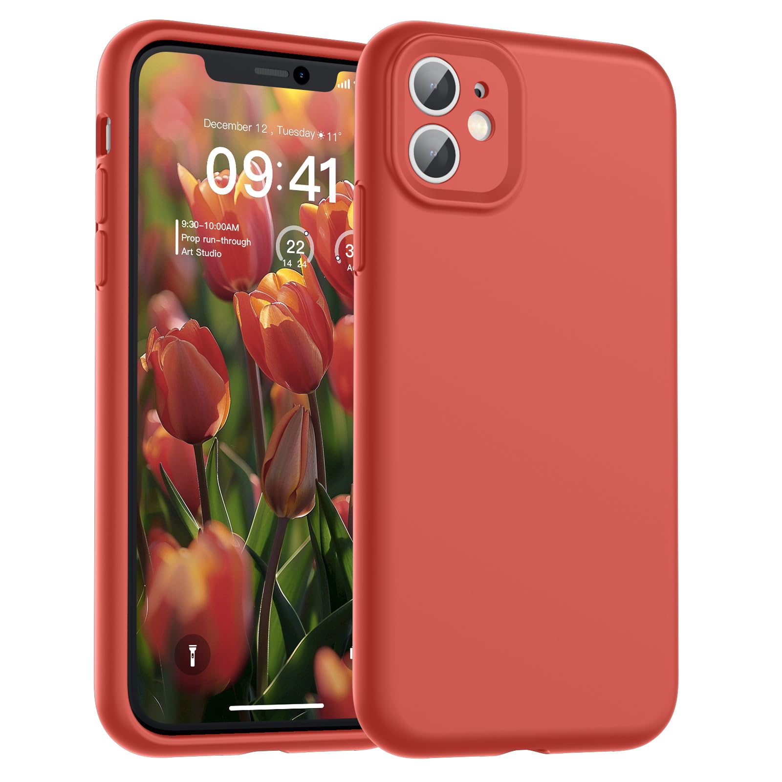 SUPFINE Designed for iPhone 12 Case,Premium Liquid Silicone with [Soft Anti-Scratch Microfiber Lining][Upgraded Camera Protection] Slim Shockproof Protective Phone Case for Men Women Girls,Black