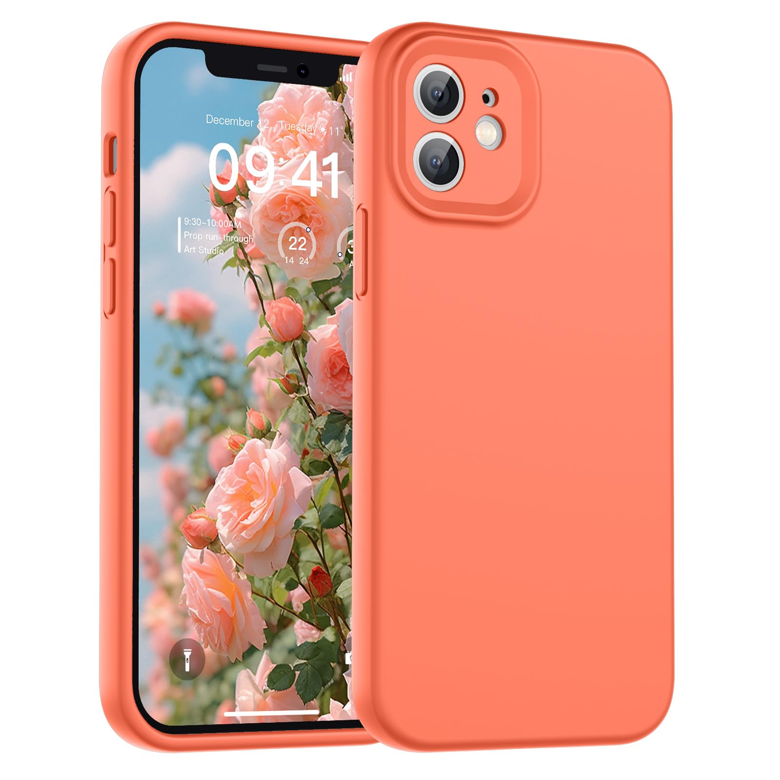 SUPFINE Designed for iPhone 12 Case,Premium Liquid Silicone with [Soft Anti-Scratch Microfiber Lining][Upgraded Camera Protection] Slim Shockproof Protective Phone Case for Men Women Girls,Black