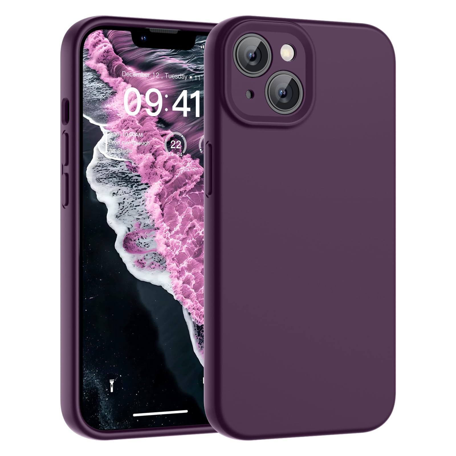 SUPFINE Designed for iPhone 12 Case,Premium Liquid Silicone with [Soft Anti-Scratch Microfiber Lining][Upgraded Camera Protection] Slim Shockproof Protective Phone Case for Men Women Girls,Black