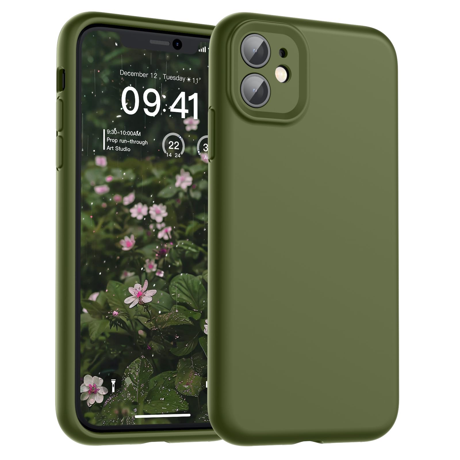 SUPFINE Designed for iPhone 12 Case,Premium Liquid Silicone with [Soft Anti-Scratch Microfiber Lining][Upgraded Camera Protection] Slim Shockproof Protective Phone Case for Men Women Girls,Black