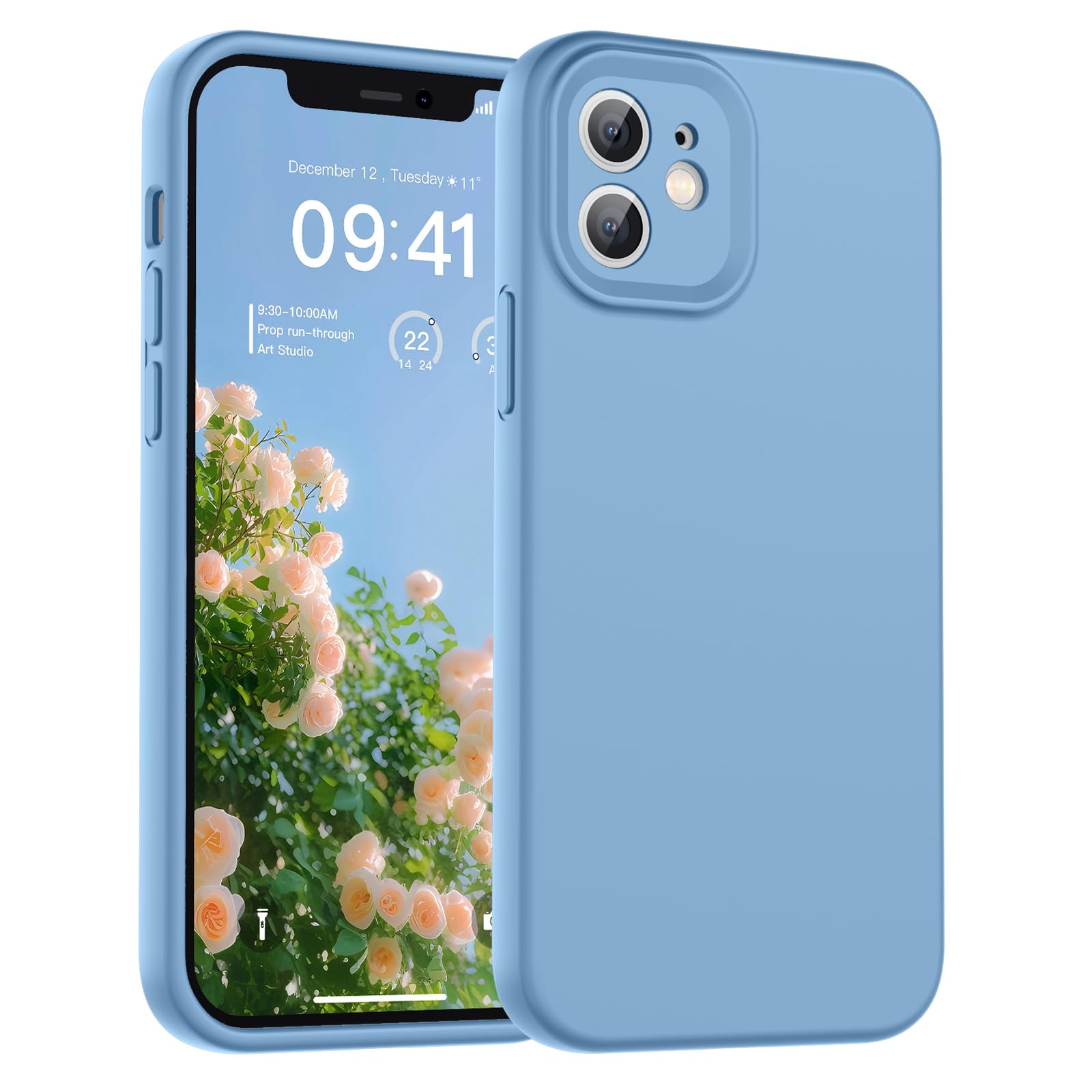 SUPFINE Designed for iPhone 12 Case,Premium Liquid Silicone with [Soft Anti-Scratch Microfiber Lining][Upgraded Camera Protection] Slim Shockproof Protective Phone Case for Men Women Girls,Black