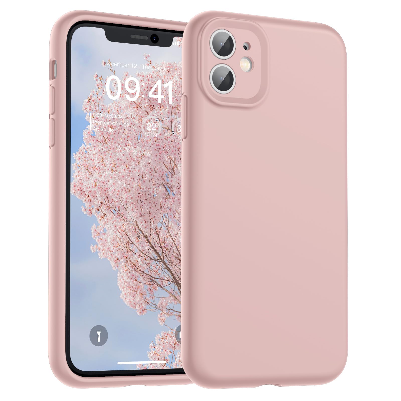 SUPFINE Designed for iPhone 12 Case,Premium Liquid Silicone with [Soft Anti-Scratch Microfiber Lining][Upgraded Camera Protection] Slim Shockproof Protective Phone Case for Men Women Girls,Black