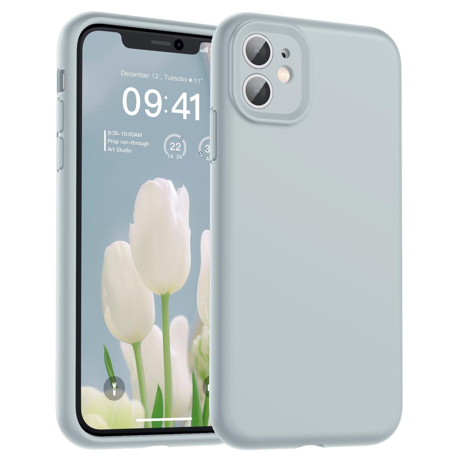 SUPFINE Designed for iPhone 12 Case,Premium Liquid Silicone with [Soft Anti-Scratch Microfiber Lining][Upgraded Camera Protection] Slim Shockproof Protective Phone Case for Men Women Girls,Black