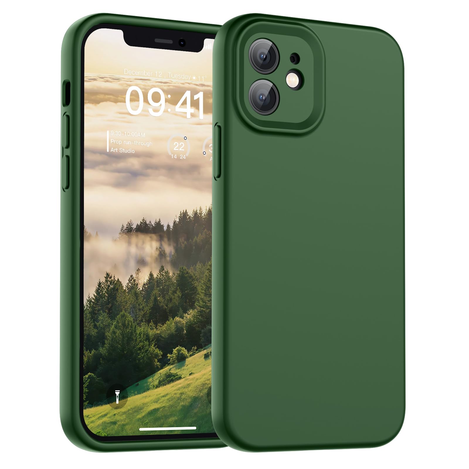 SUPFINE Designed for iPhone 12 Case,Premium Liquid Silicone with [Soft Anti-Scratch Microfiber Lining][Upgraded Camera Protection] Slim Shockproof Protective Phone Case for Men Women Girls,Black