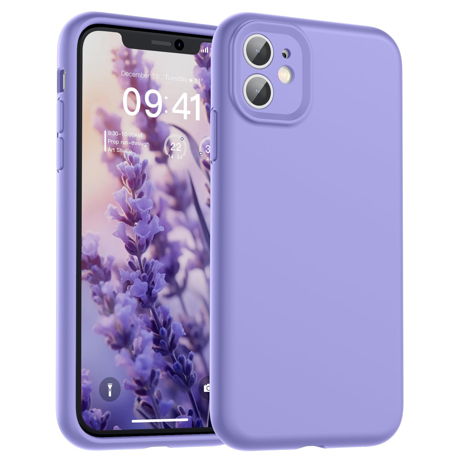 SUPFINE Designed for iPhone 12 Case,Premium Liquid Silicone with [Soft Anti-Scratch Microfiber Lining][Upgraded Camera Protection] Slim Shockproof Protective Phone Case for Men Women Girls,Black