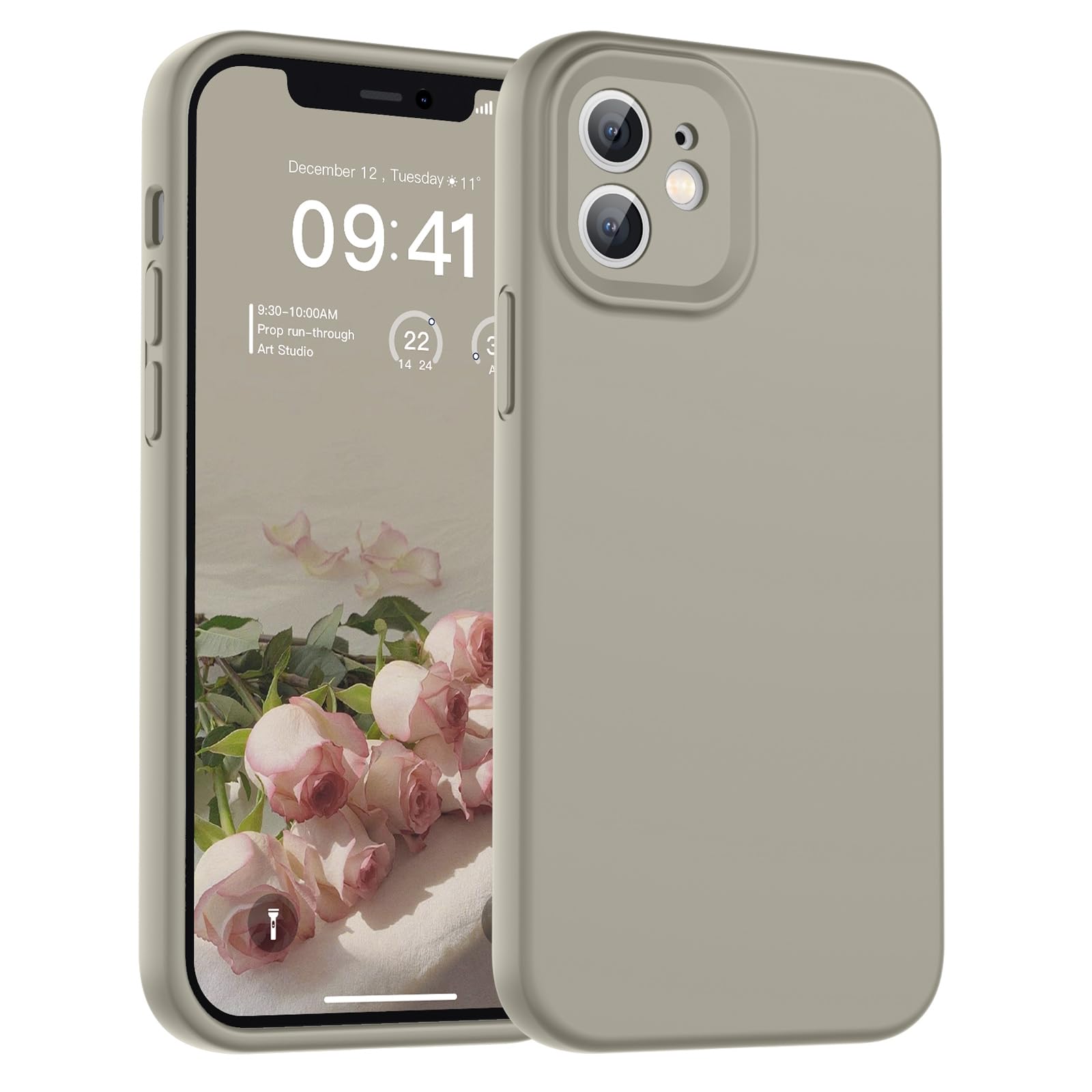 SUPFINE Designed for iPhone 12 Case,Premium Liquid Silicone with [Soft Anti-Scratch Microfiber Lining][Upgraded Camera Protection] Slim Shockproof Protective Phone Case for Men Women Girls,Black