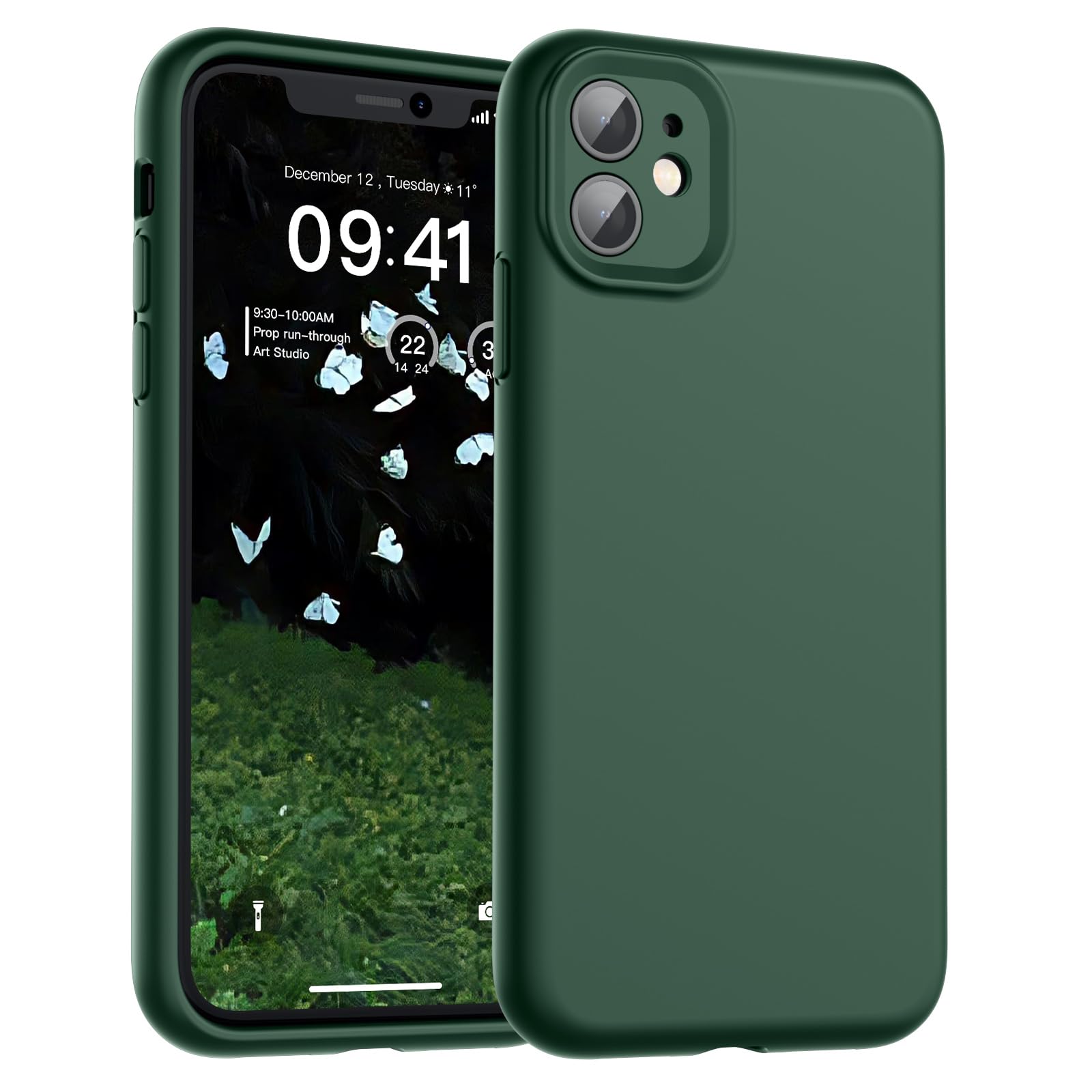 SUPFINE Designed for iPhone 12 Case,Premium Liquid Silicone with [Soft Anti-Scratch Microfiber Lining][Upgraded Camera Protection] Slim Shockproof Protective Phone Case for Men Women Girls,Black