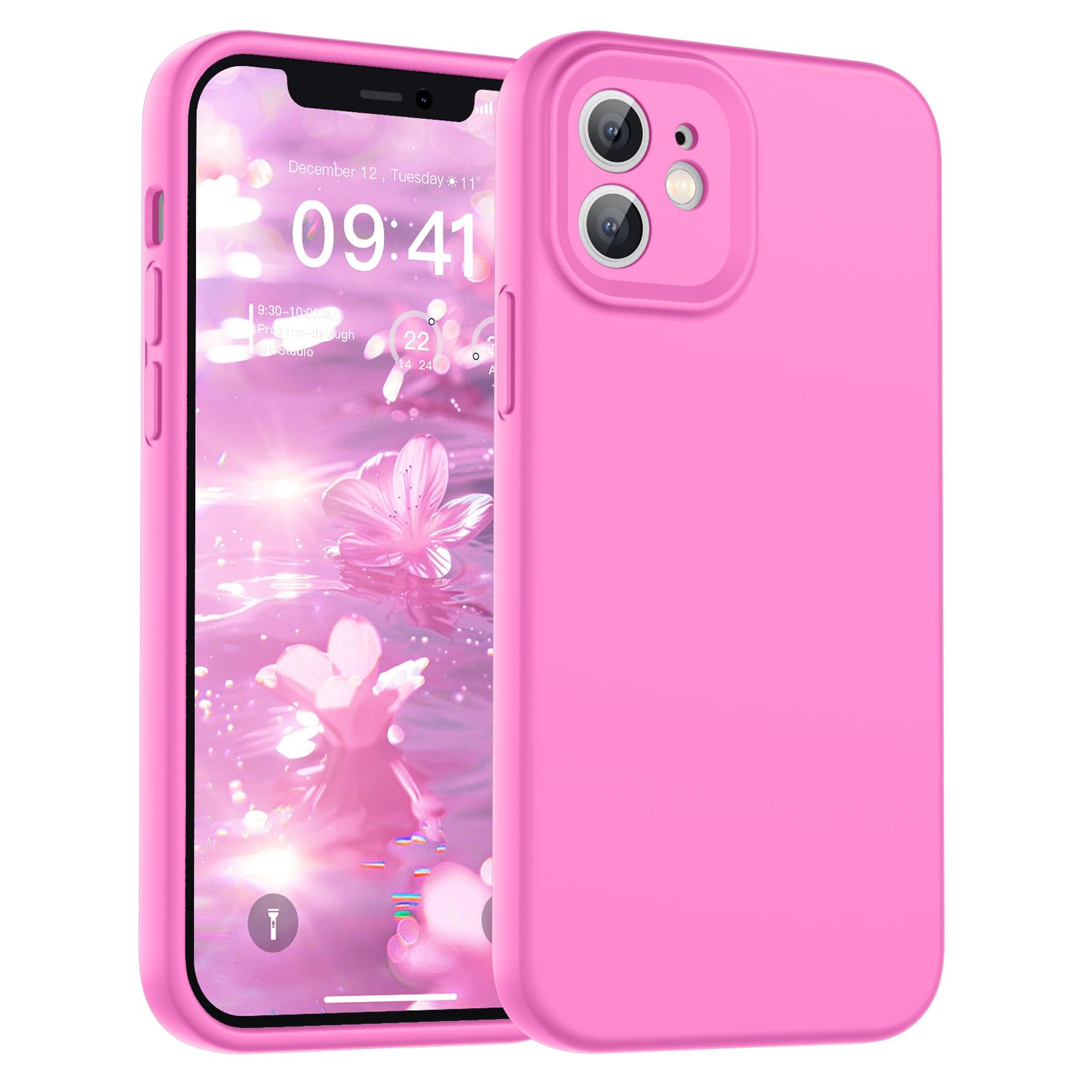 SUPFINE Designed for iPhone 12 Case,Premium Liquid Silicone with [Soft Anti-Scratch Microfiber Lining][Upgraded Camera Protection] Slim Shockproof Protective Phone Case for Men Women Girls,Black