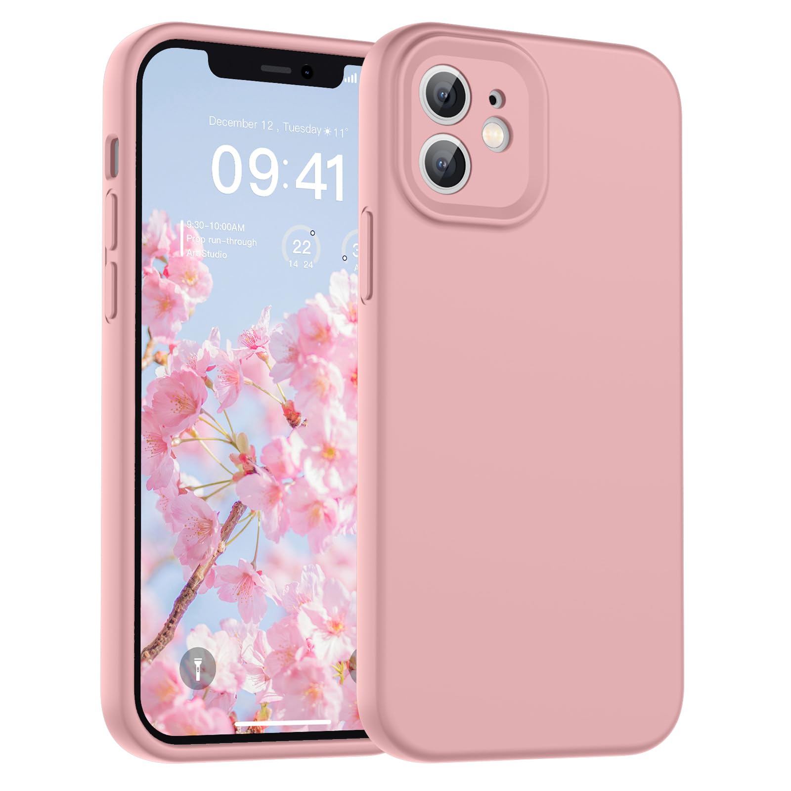 SUPFINE Designed for iPhone 12 Case,Premium Liquid Silicone with [Soft Anti-Scratch Microfiber Lining][Upgraded Camera Protection] Slim Shockproof Protective Phone Case for Men Women Girls,Black