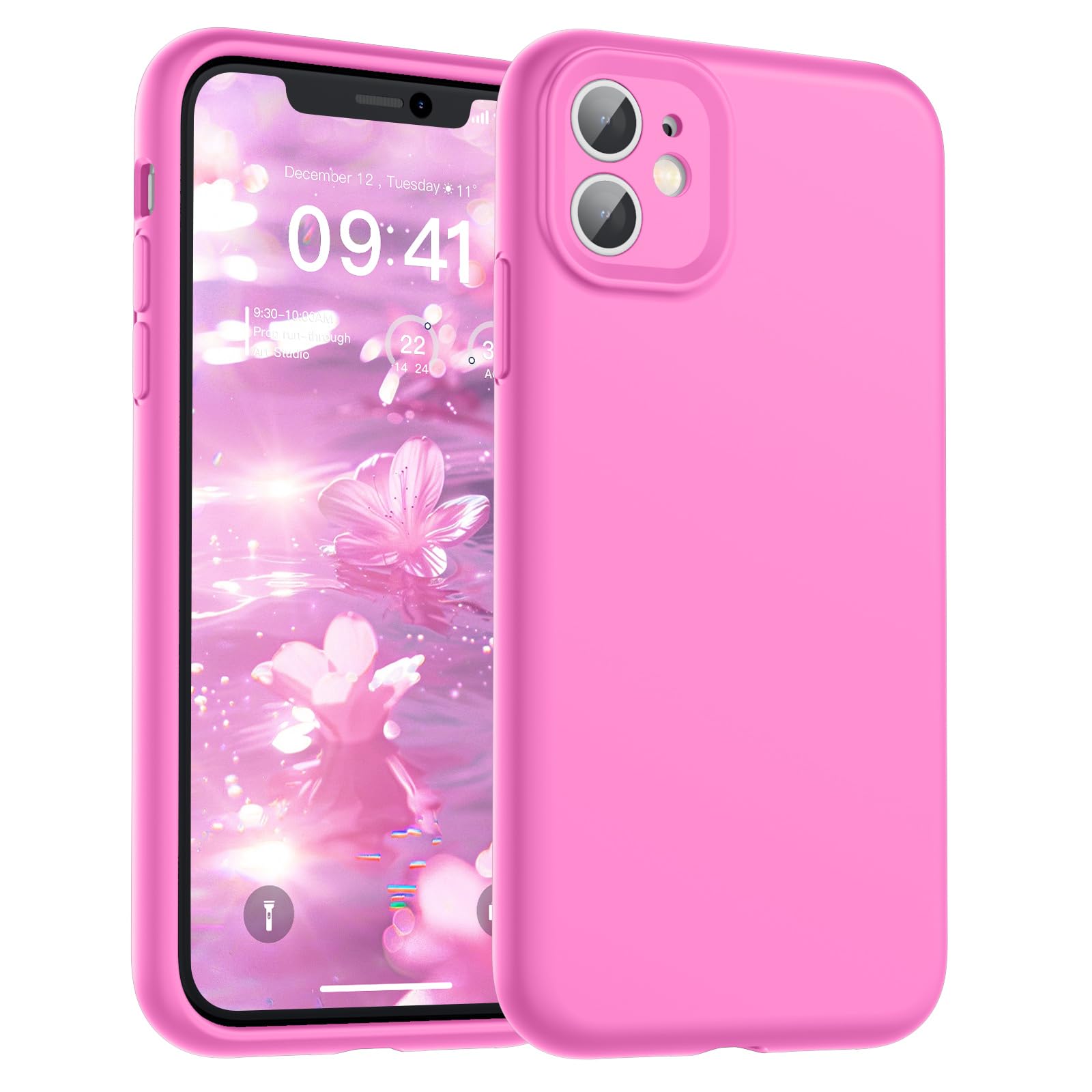 SUPFINE Designed for iPhone 12 Case,Premium Liquid Silicone with [Soft Anti-Scratch Microfiber Lining][Upgraded Camera Protection] Slim Shockproof Protective Phone Case for Men Women Girls,Black