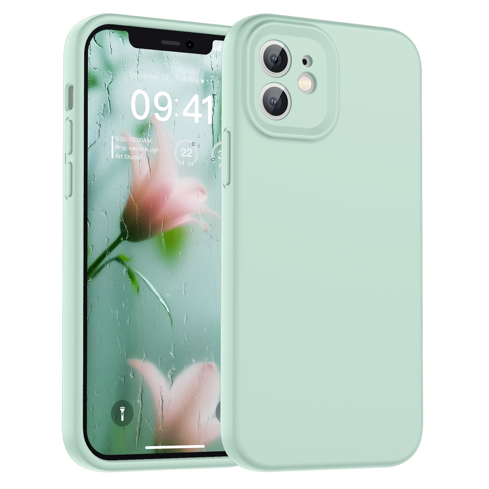 SUPFINE Designed for iPhone 12 Case,Premium Liquid Silicone with [Soft Anti-Scratch Microfiber Lining][Upgraded Camera Protection] Slim Shockproof Protective Phone Case for Men Women Girls,Black