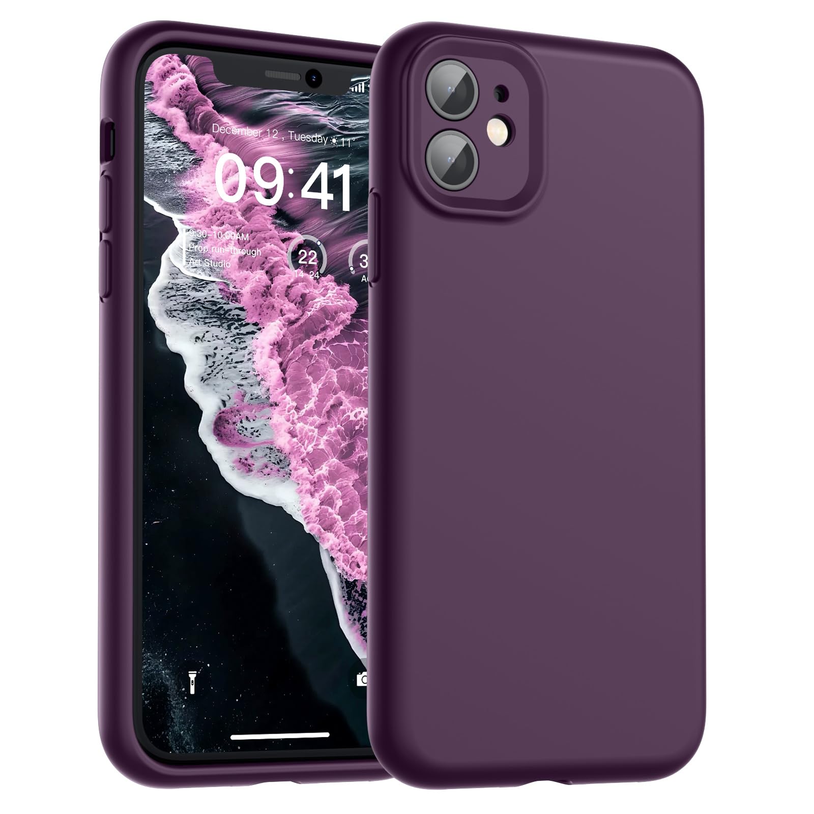 SUPFINE Designed for iPhone 12 Case,Premium Liquid Silicone with [Soft Anti-Scratch Microfiber Lining][Upgraded Camera Protection] Slim Shockproof Protective Phone Case for Men Women Girls,Black