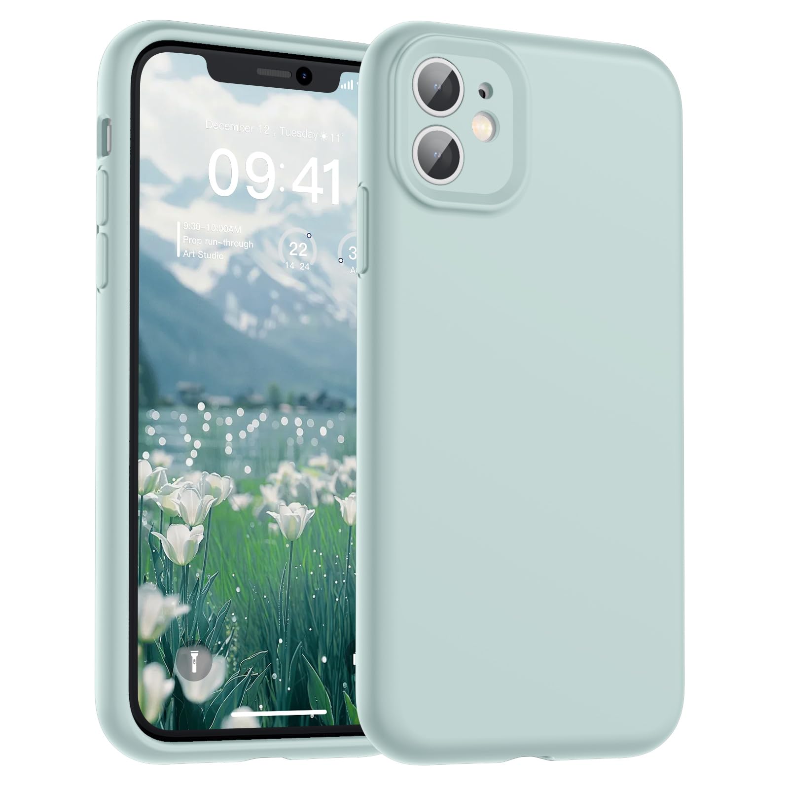 SUPFINE Designed for iPhone 12 Case,Premium Liquid Silicone with [Soft Anti-Scratch Microfiber Lining][Upgraded Camera Protection] Slim Shockproof Protective Phone Case for Men Women Girls,Black