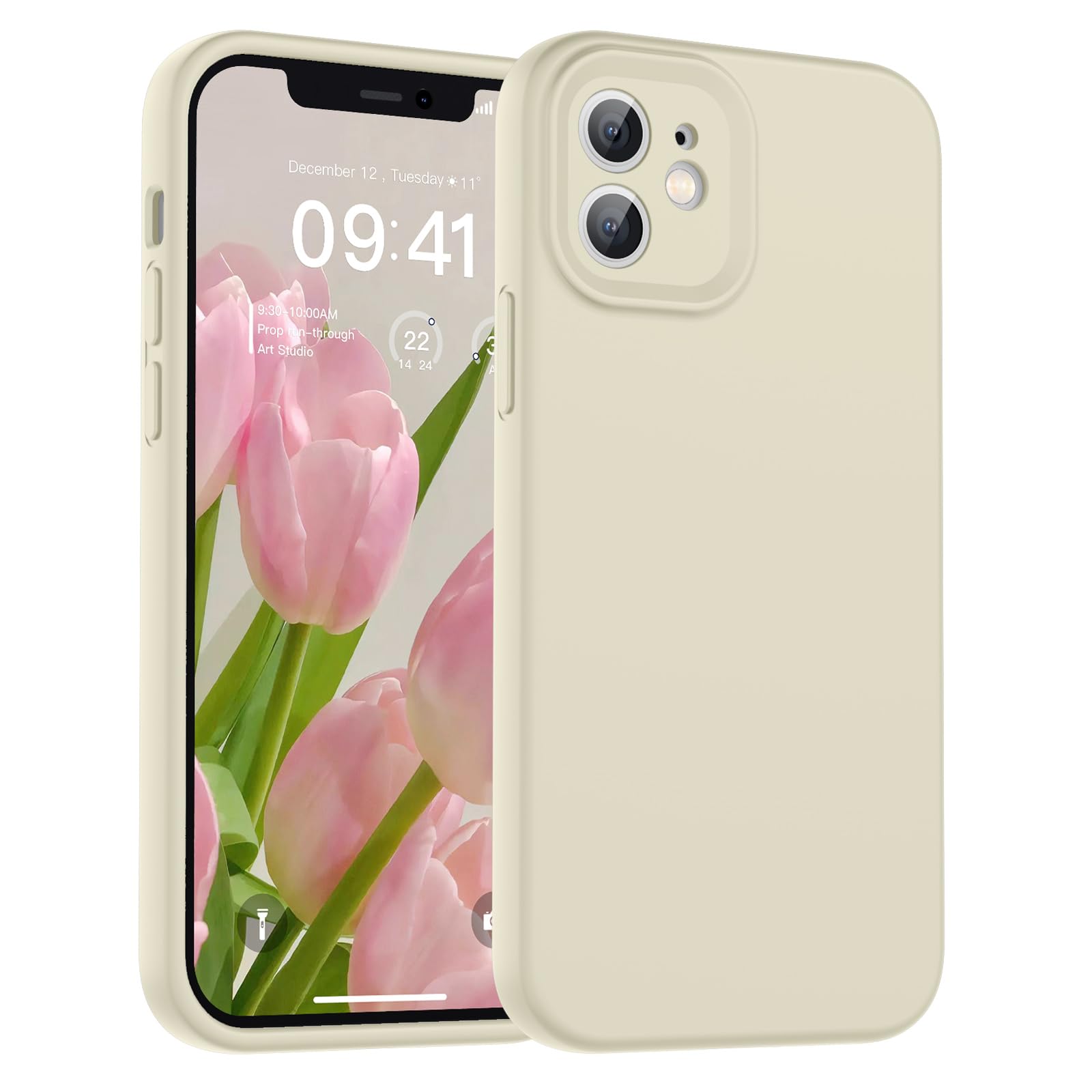 SUPFINE Designed for iPhone 12 Case,Premium Liquid Silicone with [Soft Anti-Scratch Microfiber Lining][Upgraded Camera Protection] Slim Shockproof Protective Phone Case for Men Women Girls,Black