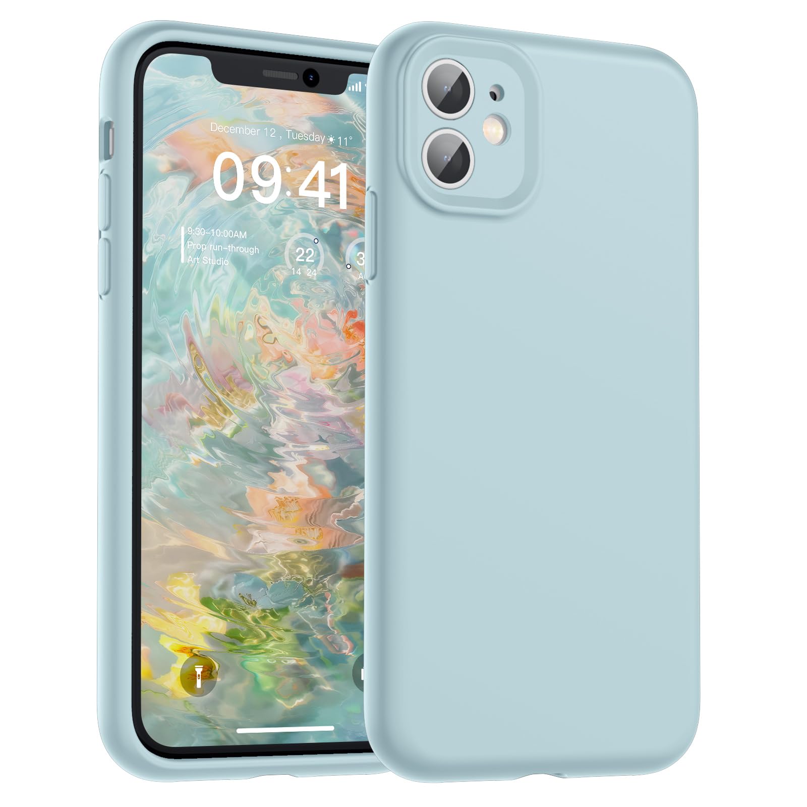 SUPFINE Designed for iPhone 12 Case,Premium Liquid Silicone with [Soft Anti-Scratch Microfiber Lining][Upgraded Camera Protection] Slim Shockproof Protective Phone Case for Men Women Girls,Black