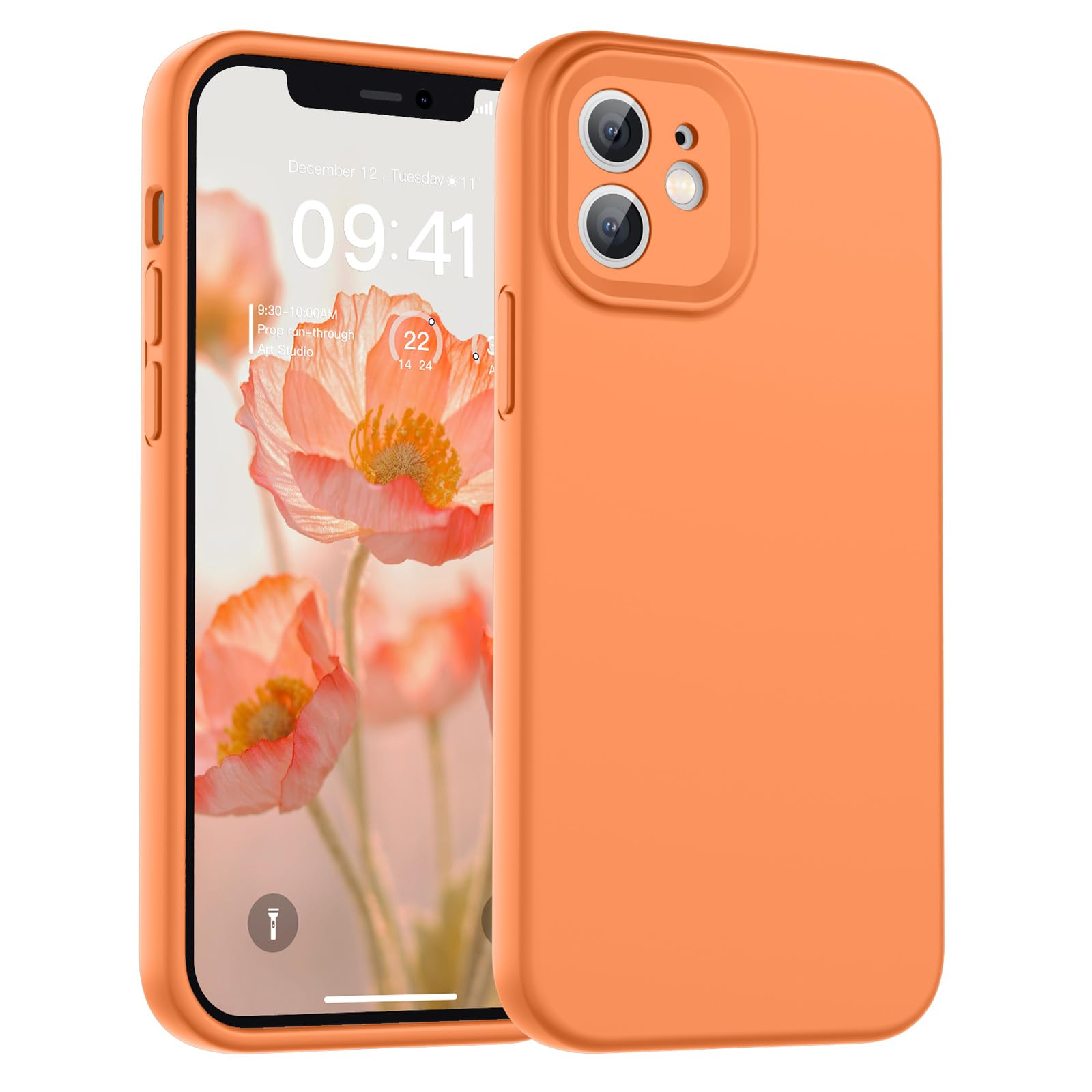 SUPFINE Designed for iPhone 12 Case,Premium Liquid Silicone with [Soft Anti-Scratch Microfiber Lining][Upgraded Camera Protection] Slim Shockproof Protective Phone Case for Men Women Girls,Black