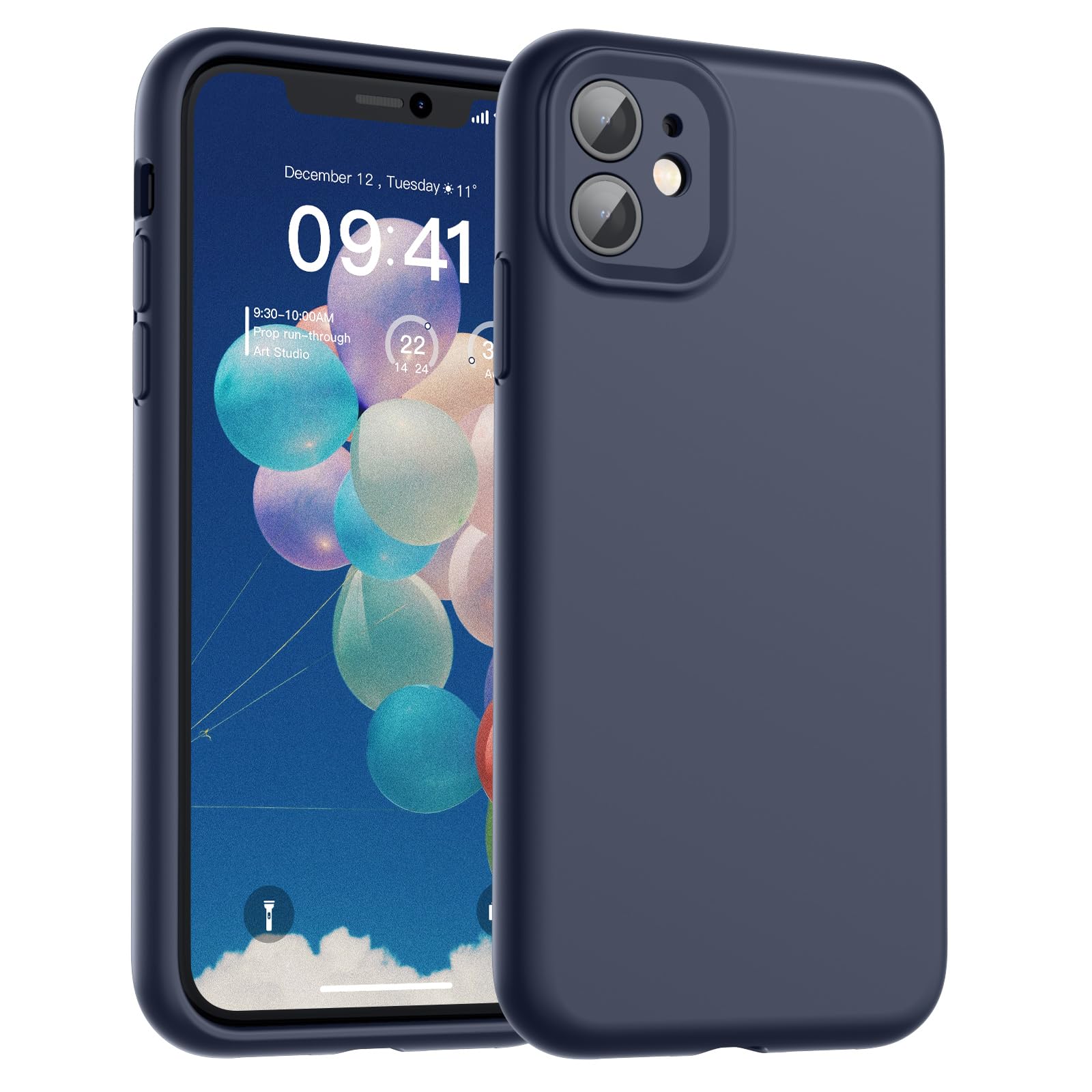 SUPFINE Designed for iPhone 12 Case,Premium Liquid Silicone with [Soft Anti-Scratch Microfiber Lining][Upgraded Camera Protection] Slim Shockproof Protective Phone Case for Men Women Girls,Black