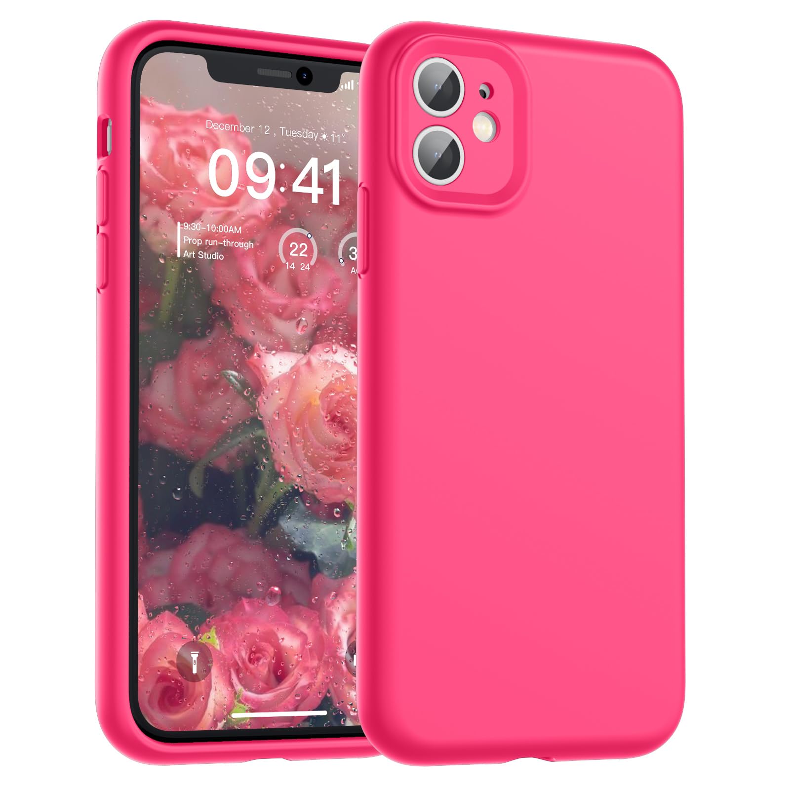 SUPFINE Designed for iPhone 12 Case,Premium Liquid Silicone with [Soft Anti-Scratch Microfiber Lining][Upgraded Camera Protection] Slim Shockproof Protective Phone Case for Men Women Girls,Black