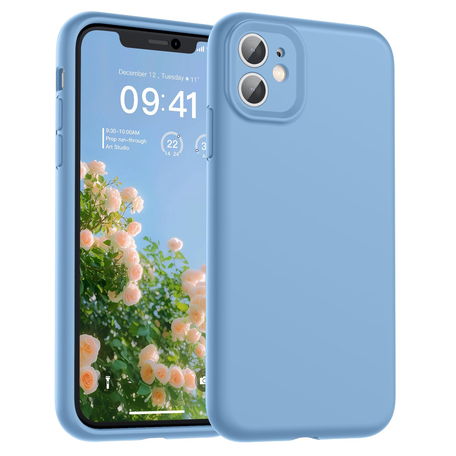 SUPFINE Designed for iPhone 12 Case,Premium Liquid Silicone with [Soft Anti-Scratch Microfiber Lining][Upgraded Camera Protection] Slim Shockproof Protective Phone Case for Men Women Girls,Black