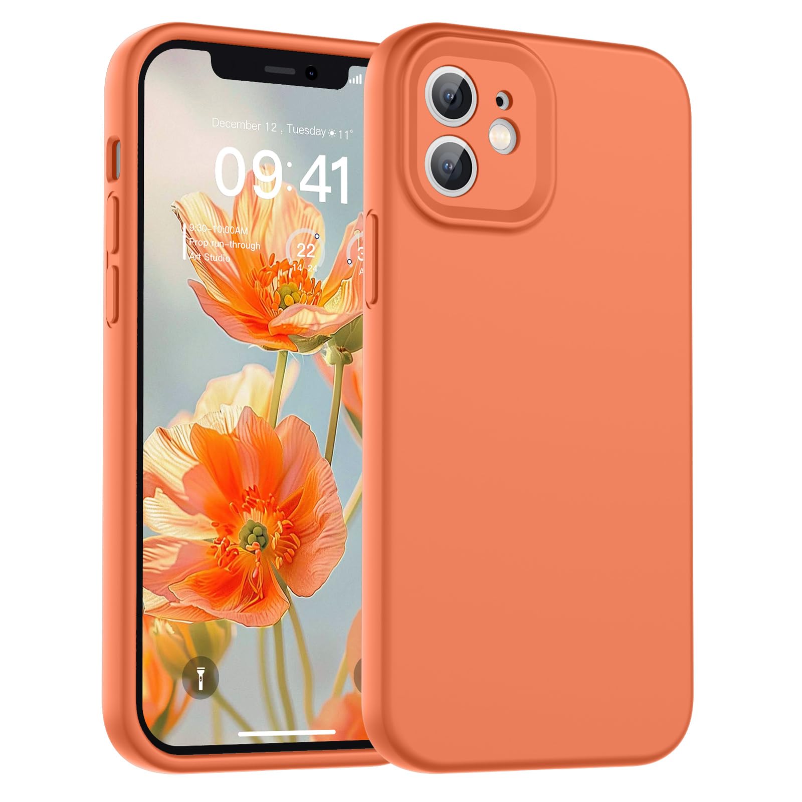 SUPFINE Designed for iPhone 12 Case,Premium Liquid Silicone with [Soft Anti-Scratch Microfiber Lining][Upgraded Camera Protection] Slim Shockproof Protective Phone Case for Men Women Girls,Black